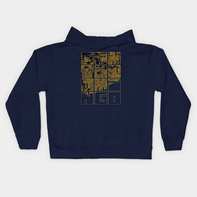 Santo Domingo, Dominican Republic City Map Typography - Gold Art Deco Kids Hoodie by deMAP Studio